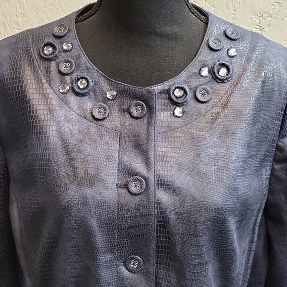 Alfred Dunner Embossed Faux Leather Embellished Jacket - Picture 10 of 12